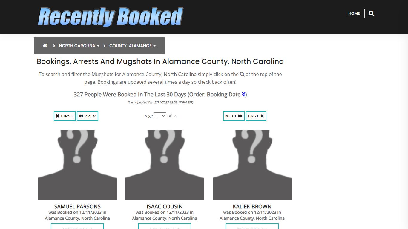 Bookings, Arrests and Mugshots in Alamance County, North Carolina